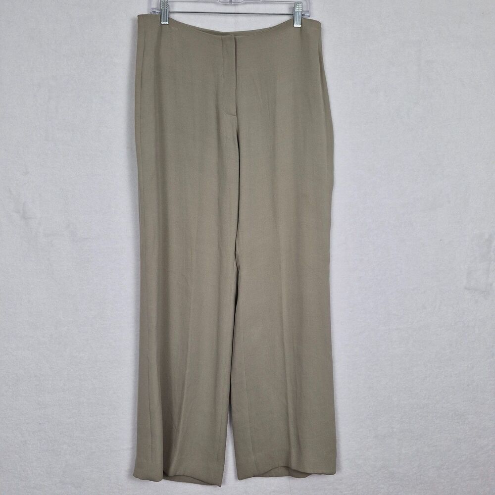 Eileen Fisher Silk Taupe Trousers Pants Zip Up Medium Business Casual Old Money